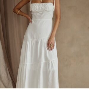 12th Tribe Magnolia White Linen Maci Dress